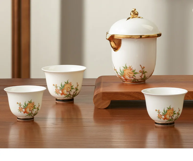 [China Direct Shipping, Time Limit 5-7 Days] Auratic Guochen Yongfengyuan Lady's Porcelain Pomegranate Homestead 6 Heads Travel Set (210ml) detail image 13
