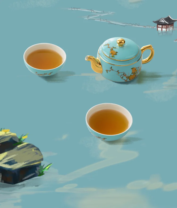 [Direct mail from China, delivery time is 10-15 days] Auratic China Porcelain Yongfengyuan Xihu Blue 4-Head Traveling Tea Set detail image 11