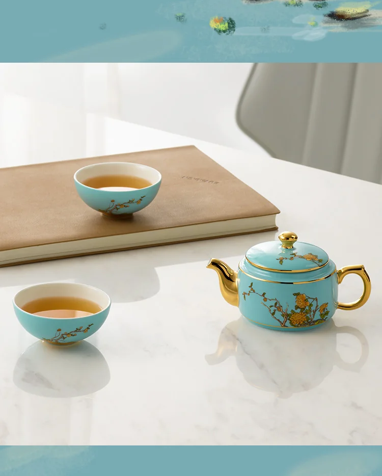 [Direct mail from China, delivery time is 10-15 days] Auratic China Porcelain Yongfengyuan Xihu Blue 4-Head Traveling Tea Set detail image 13