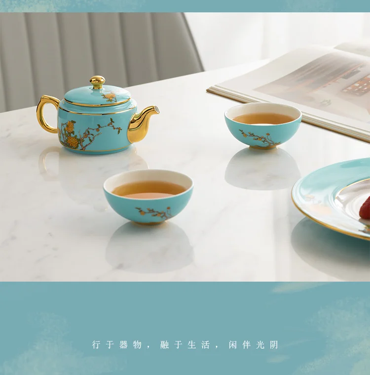 [Direct mail from China, delivery time is 10-15 days] Auratic China Porcelain Yongfengyuan Xihu Blue 4-Head Traveling Tea Set detail image 15