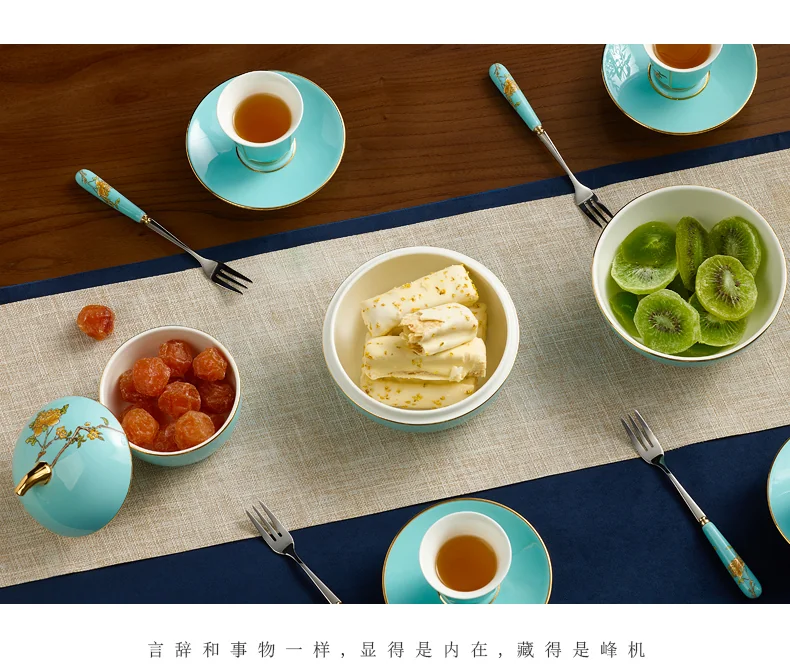 [China Direct Shipping, 5-7 days] Auratic China Porcelain Yongfengyuan 4-head Fortune Fruit Plate in West Lake Blue (130mm) detail image 11