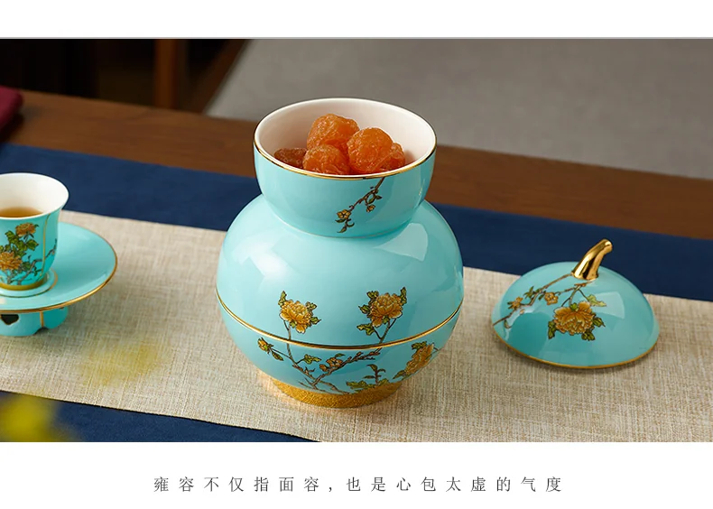 [China Direct Shipping, 5-7 days] Auratic China Porcelain Yongfengyuan 4-head Fortune Fruit Plate in West Lake Blue (130mm) detail image 12