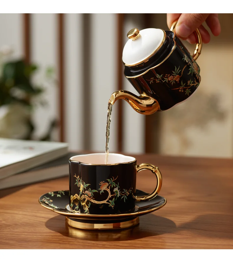 【China Direct Shipping, 10-15 days】Auratic Guochen Yongfengyuan Lady Porcelain Pomegranate Home 4 Head Tea Set (180ml) detail image 12