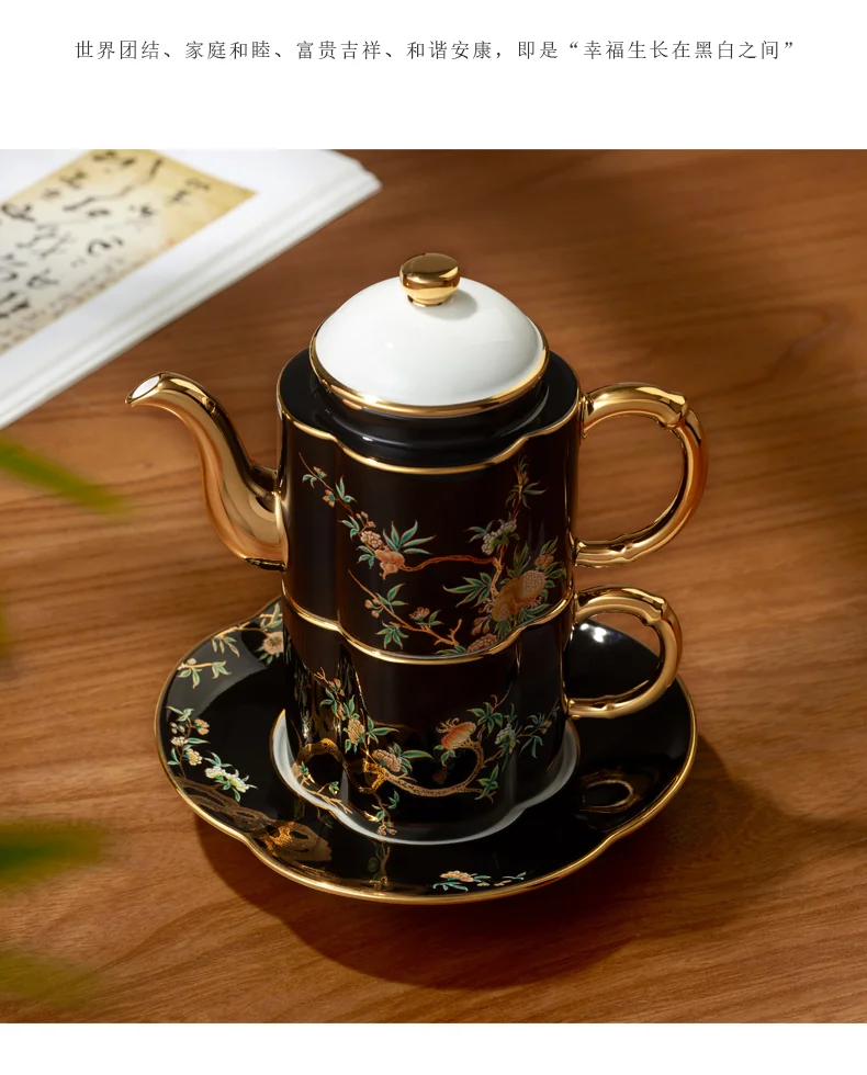 【China Direct Shipping, 10-15 days】Auratic Guochen Yongfengyuan Lady Porcelain Pomegranate Home 4 Head Tea Set (180ml) detail image 13