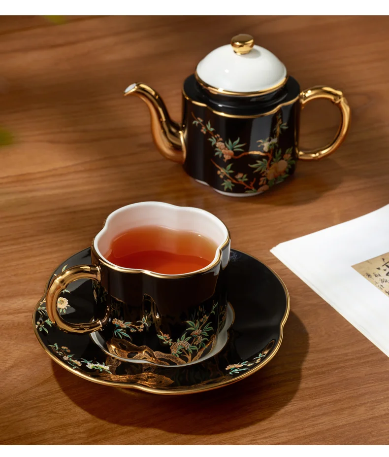 【China Direct Shipping, 10-15 days】Auratic Guochen Yongfengyuan Lady Porcelain Pomegranate Home 4 Head Tea Set (180ml) detail image 7