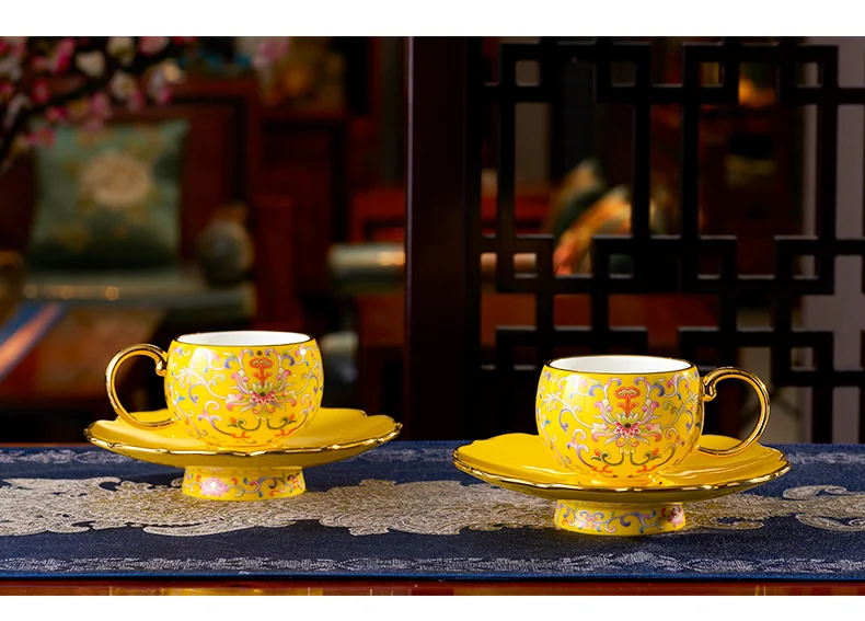 Auratic, Mr. Porcelain New Palace Porcelain, 4pcs Enamel Color Tea Coffee Set, 180ml*2 detail image 5