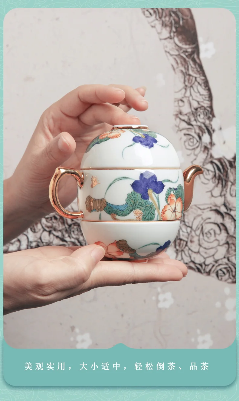 [China Direct Shipping, 10-15 days] Auratic Guochen Yongfengyuan Happiness and Harmony 4 Heads Travelling Tea Set (100ml) detail image 10