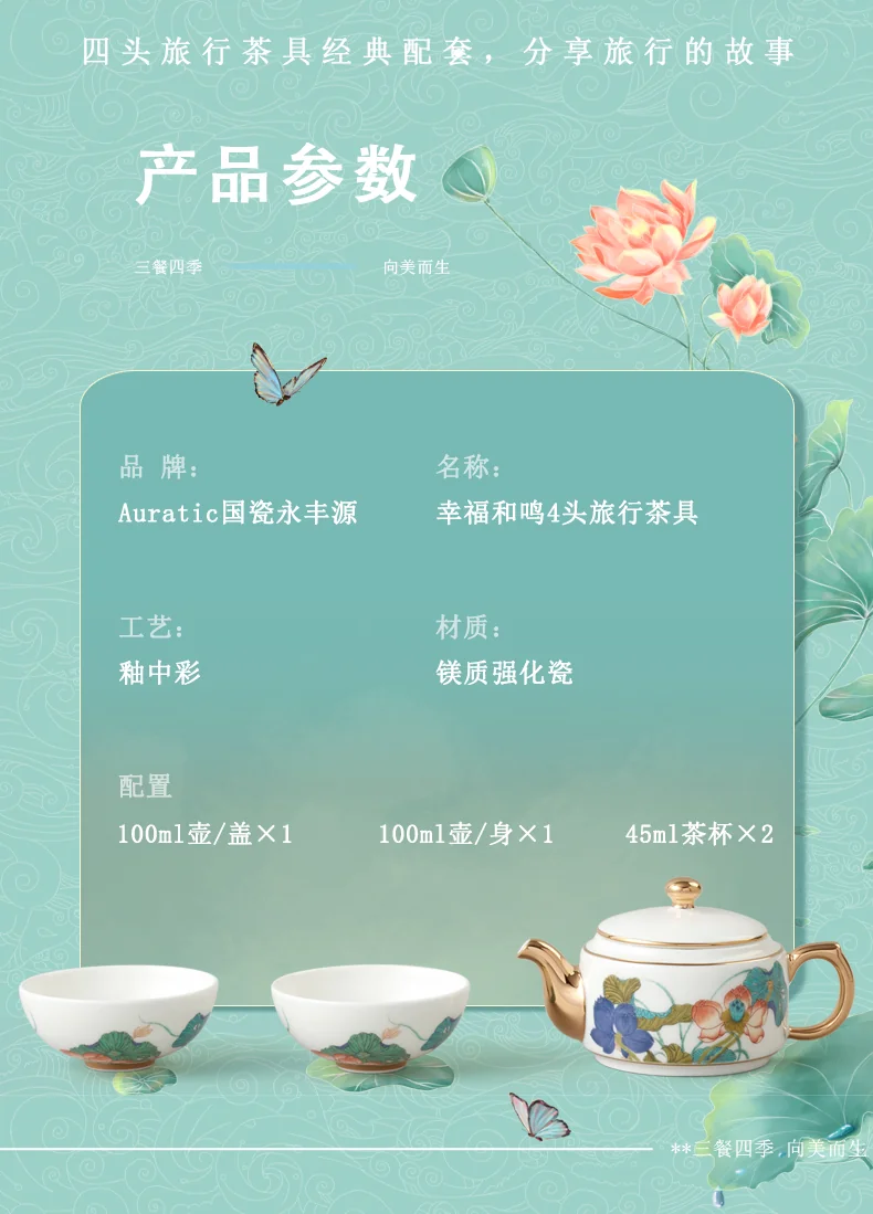 [China Direct Shipping, 10-15 days] Auratic Guochen Yongfengyuan Happiness and Harmony 4 Heads Travelling Tea Set (100ml) detail image 9