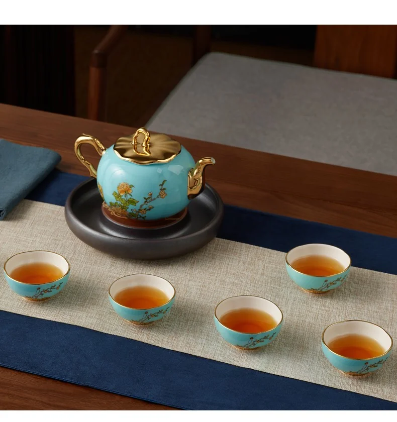 Auratic, "Mrs. Porcelain·West Lake Blue", Portable Travel Tea Set, 6 Pieces detail image 10