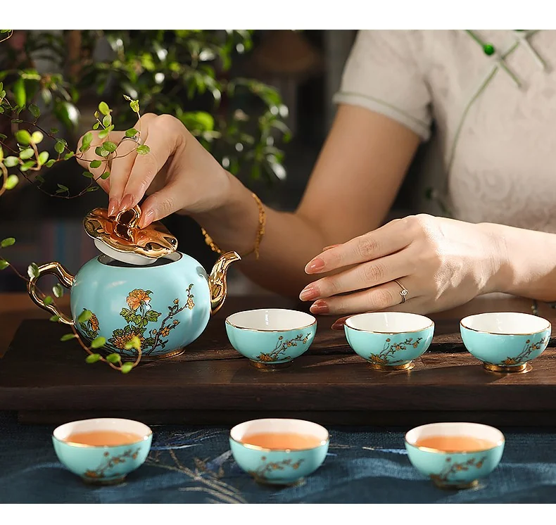 Auratic, "Mrs. Porcelain·West Lake Blue", Portable Travel Tea Set, 6 Pieces detail image 14