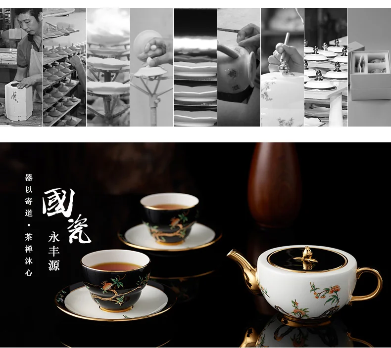 【China Direct Shipping, 5-7 days】Auratic Guochen Yongfengyuan Lady Porcelain 6 Heads Chinese Tea Set (220ml) detail image 15