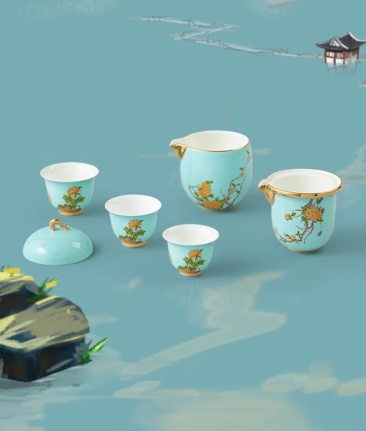 [Direct mail from China, delivery time is 10-15 days] Auratic Guochen Yongfengyuan Xihu Blue 6-head Travel Set (210ml) detail image 12