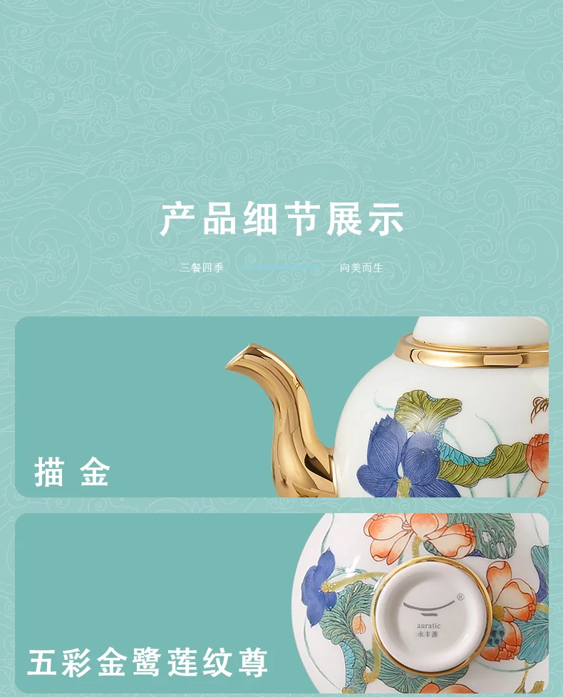 [China Direct Shipping, 5-7days] Auratic Guochen Yongfengyuan Happiness and Harmony 6-head Tea Set detail image 15