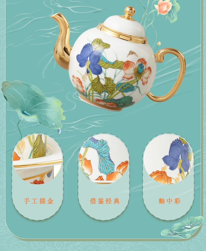 [China Direct Shipping, 5-7days] Auratic Guochen Yongfengyuan Happiness and Harmony 6-head Tea Set detail image 6