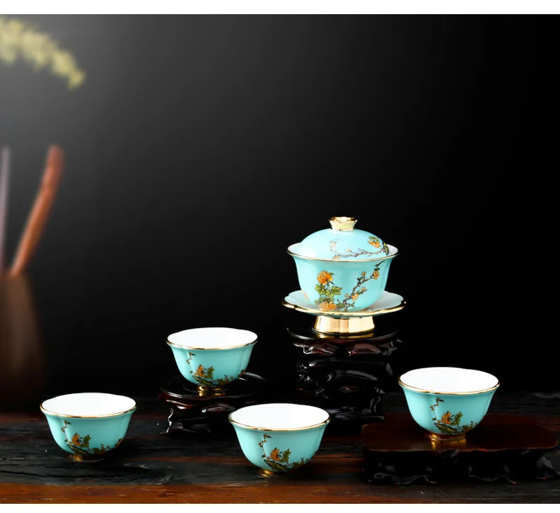 [China Direct Shipping, 5-7 days] Auratic China Porcelain Yongfengyuan 7-head Tea Set in West Lake Blue detail image 7