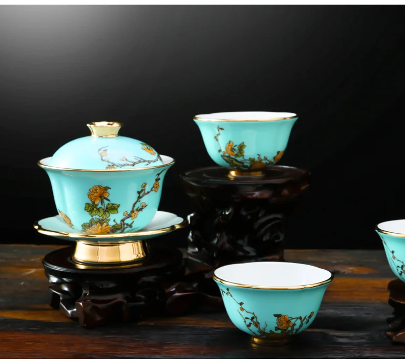 [China Direct Shipping, 5-7 days] Auratic China Porcelain Yongfengyuan 7-head Tea Set in West Lake Blue detail image 8