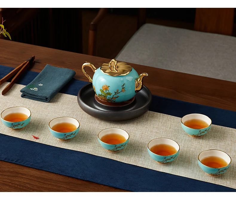 [China Direct Shipping, 5-7 days] Auratic China Porcelain Yongfengyuan 8-head Tea Set in West Lake Blue detail image 7