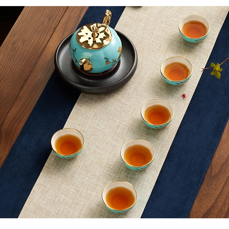 [China Direct Shipping, 5-7 days] Auratic China Porcelain Yongfengyuan 8-head Tea Set in West Lake Blue detail image 8