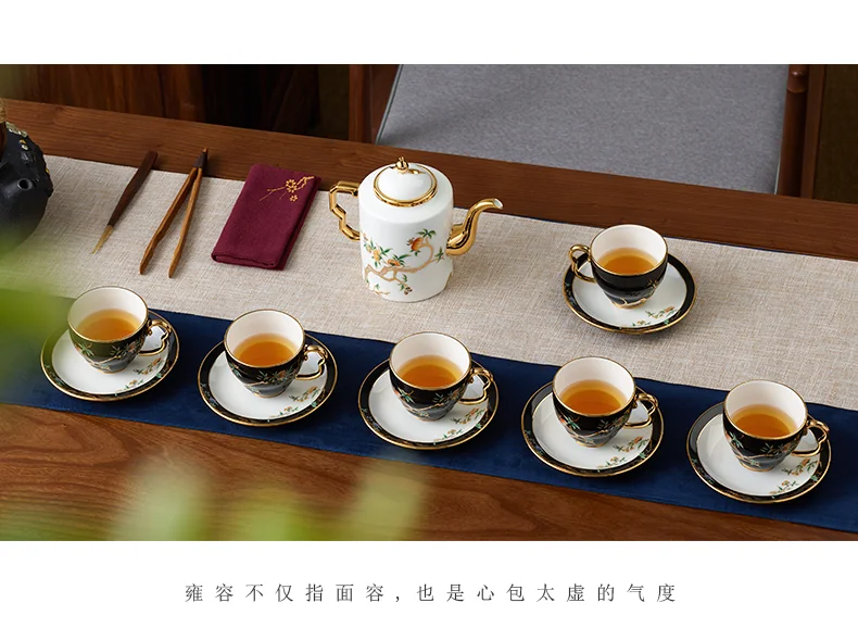 【China Direct Shipping, 5-7 days】Auratic Guochen Yongfengyuan Pomegranate Home 14 Head Straight Pot Tea Set (480ml) detail image 13