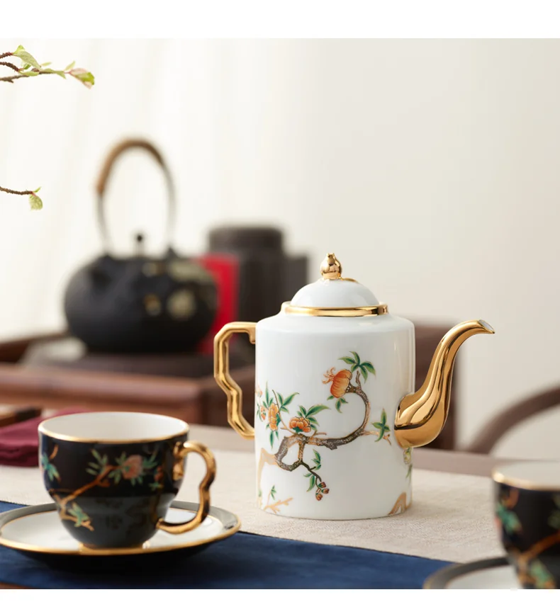 【China Direct Shipping, 5-7 days】Auratic Guochen Yongfengyuan Pomegranate Home 14 Head Straight Pot Tea Set (480ml) detail image 7