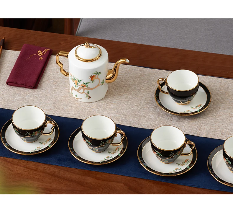 【China Direct Shipping, 5-7 days】Auratic Guochen Yongfengyuan Pomegranate Home 14 Head Straight Pot Tea Set (480ml) detail image 9