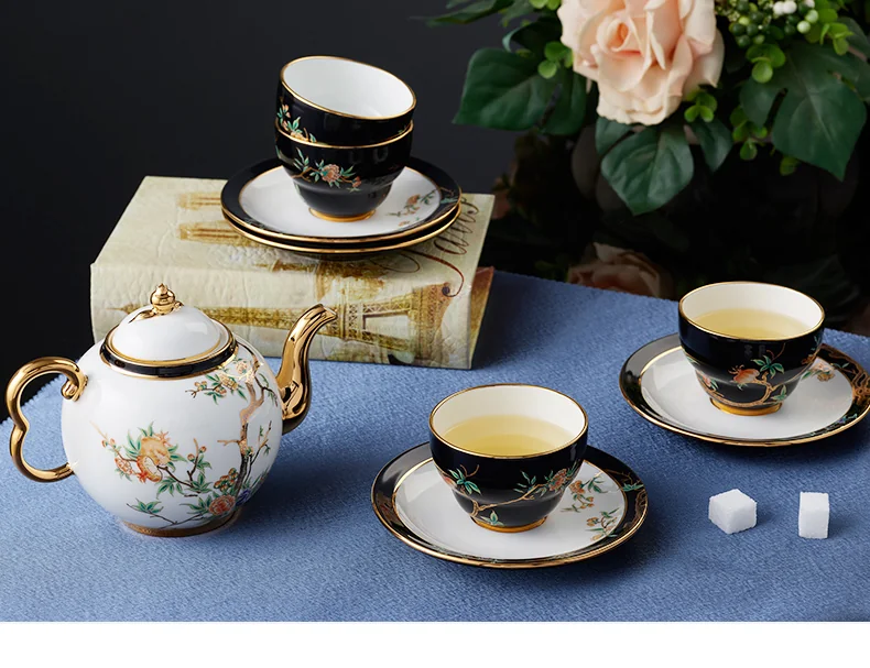【China Direct Shipping, 5-7 days】Auratic Guochen Yongfengyuan Pomegranate Home 14 Heads Round Pot Tea Set (450ml) detail image 10