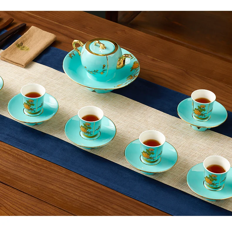 [China Direct Shipping, 5-7 days] Auratic China Porcelain Yongfengyuan Xihu Blue 17 Heads Tea Gift detail image 8