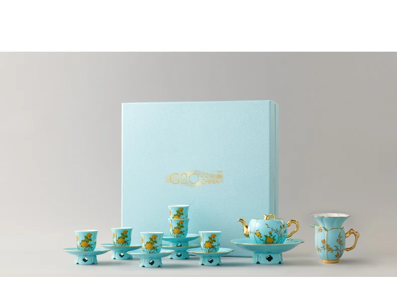 [China Direct Shipping, 5-7 days] Auratic China Porcelain Yongfengyuan Xihu Blue 17 Heads Tea Gift detail image 13