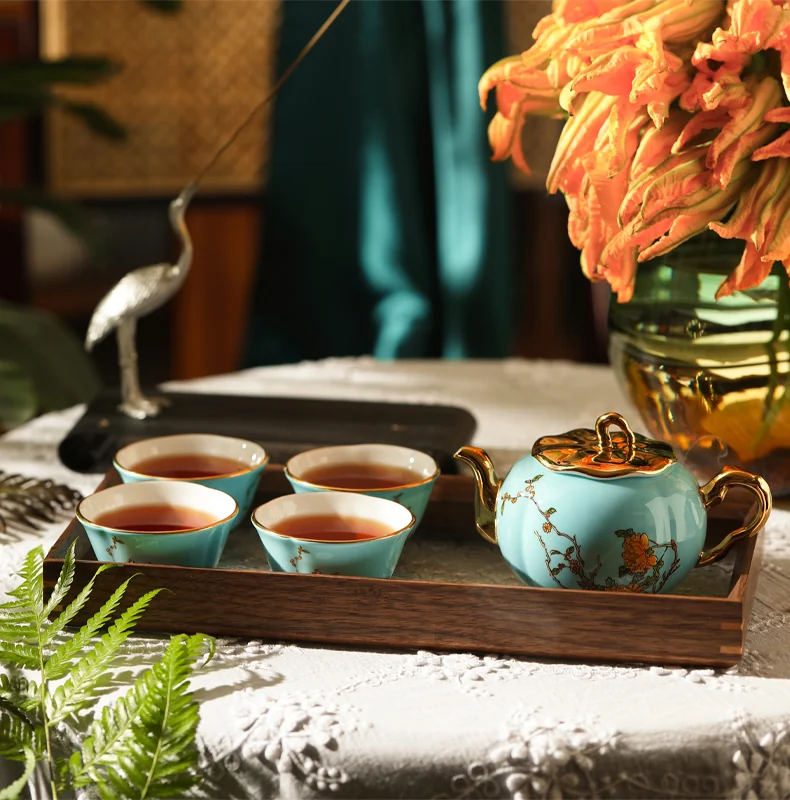[China Direct Shipping, 5-7 days] Auratic China Porcelain Yongfengyuan 15-head Tea Set in West Lake Blue detail image 13