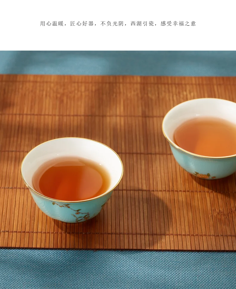 [China Direct Shipping, 5-7 days] Auratic China Porcelain Yongfengyuan 15-head Tea Set in West Lake Blue detail image 14