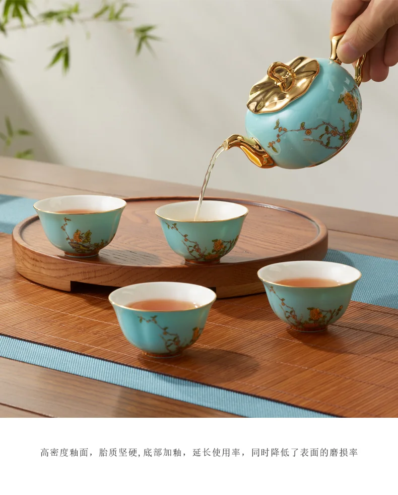 [China Direct Shipping, 5-7 days] Auratic China Porcelain Yongfengyuan 15-head Tea Set in West Lake Blue detail image 6