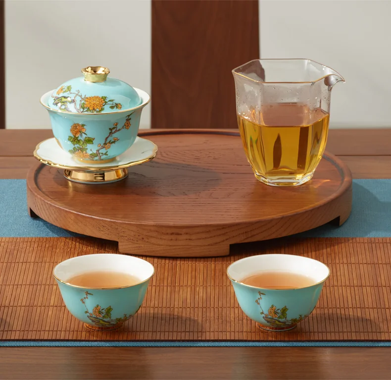 [China Direct Shipping, 5-7 days] Auratic China Porcelain Yongfengyuan 15-head Tea Set in West Lake Blue detail image 8