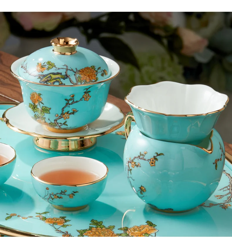[China Direct Shipping, 5-7 days] Auratic China Porcelain Yongfengyuan 15 Heads Kung Fu Tea Set (Covered Bowl Set) detail image 8