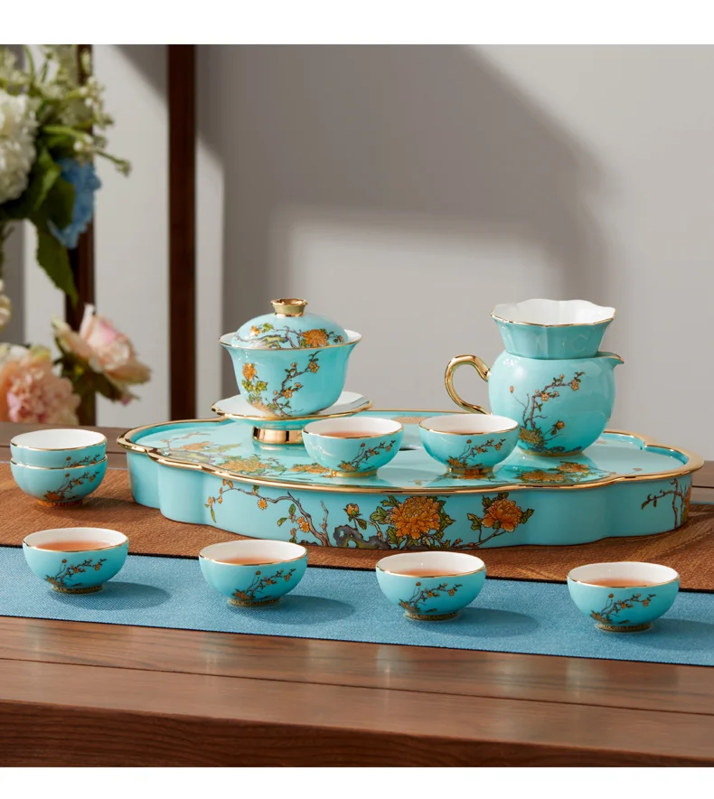 [China Direct Shipping, 5-7 days] Auratic China Porcelain Yongfengyuan 15 Heads Kung Fu Tea Set (Covered Bowl Set) detail image 12
