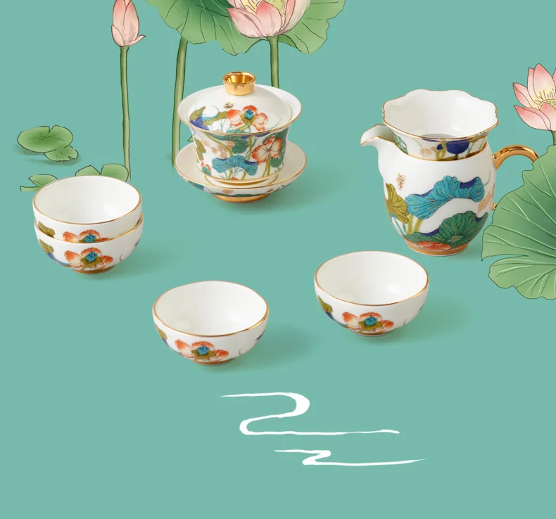 [China Direct Shipping, 5-7days] Happiness and Harmony 18-head Tide Tea Set (8pcs) detail image 11