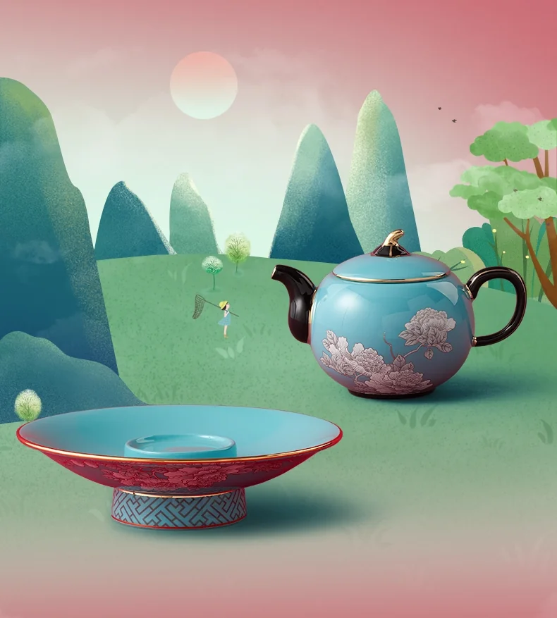 [China direct mail, time limit 5-7 days]AURATIC Ink Peony 26 Chinese Tea Set detail image 15