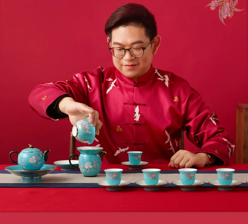 [China direct mail, time limit 5-7 days]AURATIC Ink Peony 26 Chinese Tea Set detail image 2
