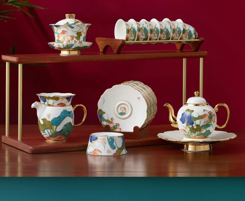 [China Direct Shipping, 5-7days] Auratic China Porcelain Yongfengyuan Happiness and Harmony 21-head Kung Fu Tea Set detail image 2