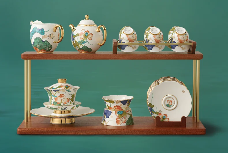 [China Direct Shipping, 5-7days] Auratic China Porcelain Yongfengyuan Happiness and Harmony 21-head Kung Fu Tea Set detail image 4