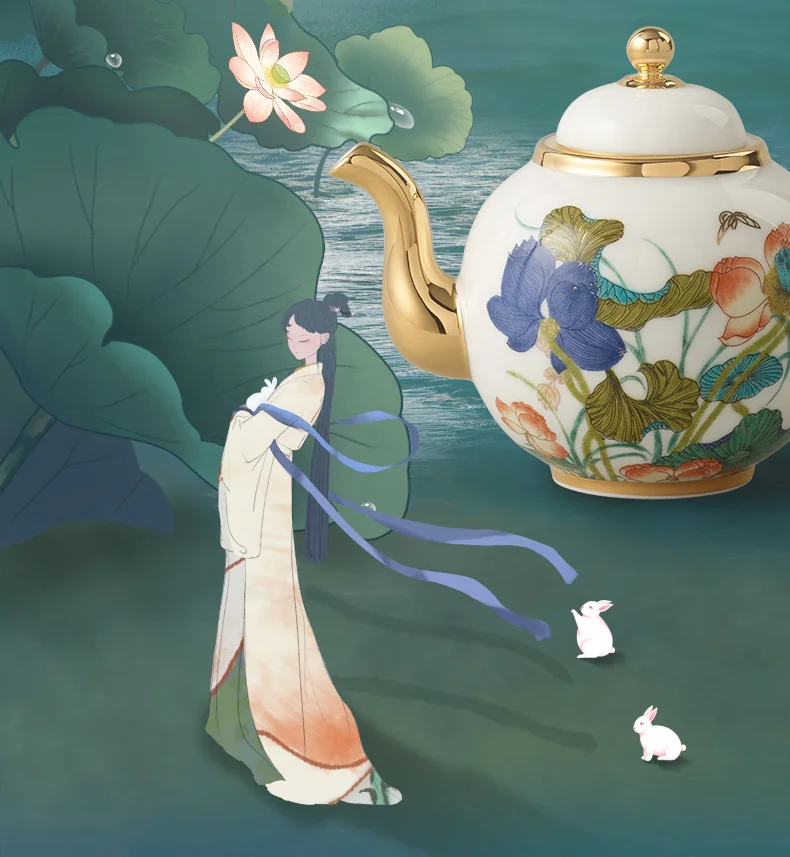 [China Direct Shipping, 5-7days] Auratic China Porcelain Yongfengyuan Happiness and Harmony 21-head Kung Fu Tea Set detail image 7