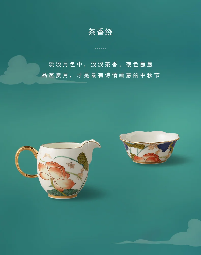 [China Direct Shipping, 5-7days] Auratic China Porcelain Yongfengyuan Happiness and Harmony 21-head Kung Fu Tea Set detail image 15