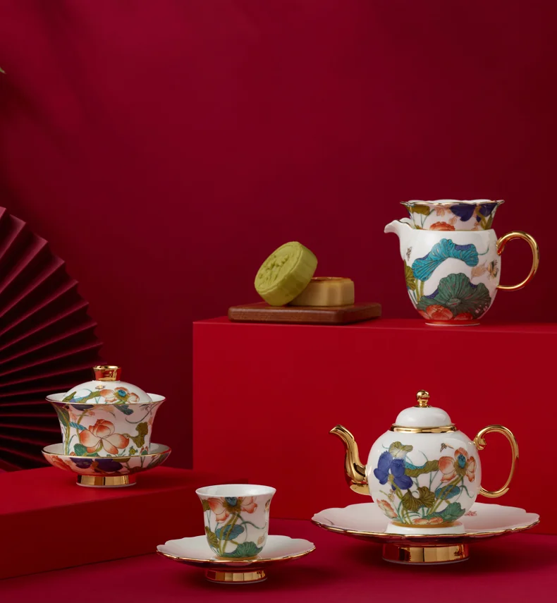 [China Direct Shipping, 5-7days] Auratic China Porcelain Yongfengyuan Happiness and Harmony 21-head Kung Fu Tea Set detail image 16
