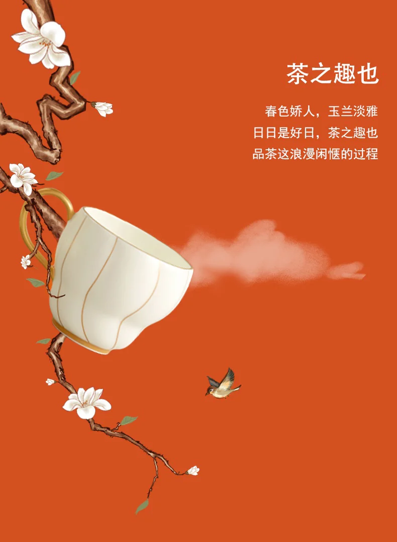 Auratic, "Mrs. Porcelain" Series, Magnolia, 2-pcs Cup and Saucer, Gift Box, 200ml detail image 6