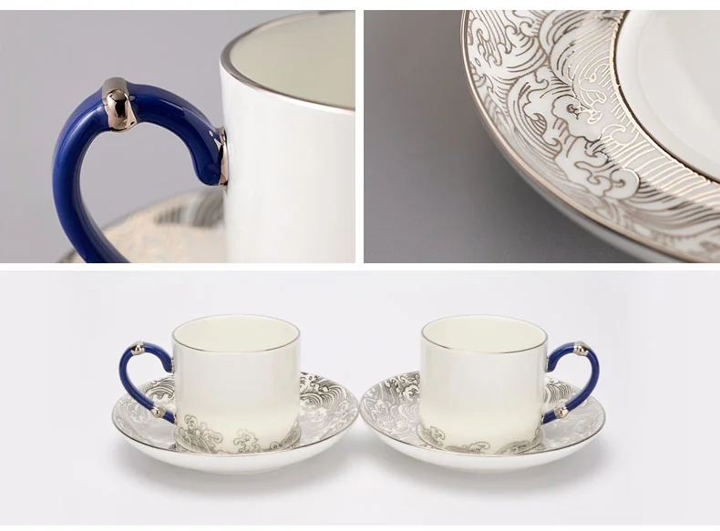 Auratic, Mr. Porcelain Sea Pearl, 4 Pieces Coffee Cup Saucer, Tea Cup, 180ml*2 detail image 13