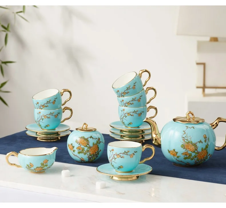 [China direct mail, time limit 5-7 days]AURATIC, Madam Porcelain West Lake Blue 17-head Coffee Set Ceramic Coffee Cup Set detail image 12