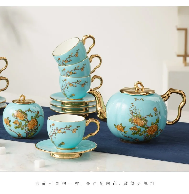 [China direct mail, time limit 5-7 days]AURATIC, Madam Porcelain West Lake Blue 17-head Coffee Set Ceramic Coffee Cup Set detail image 13