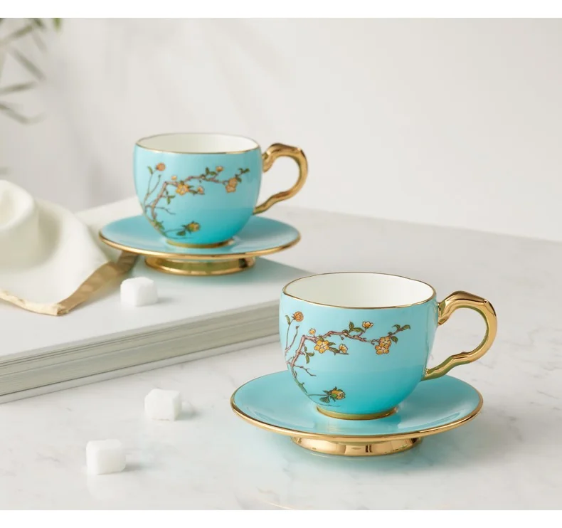[China direct mail, time limit 5-7 days]AURATIC, Madam Porcelain West Lake Blue 17-head Coffee Set Ceramic Coffee Cup Set detail image 9