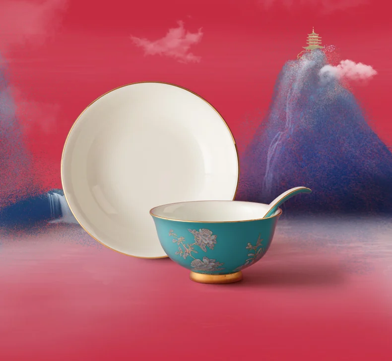 Auratic, Ink Peony, 16pcs Tableware Set, Ceramic Medium Tableware Set detail image 11
