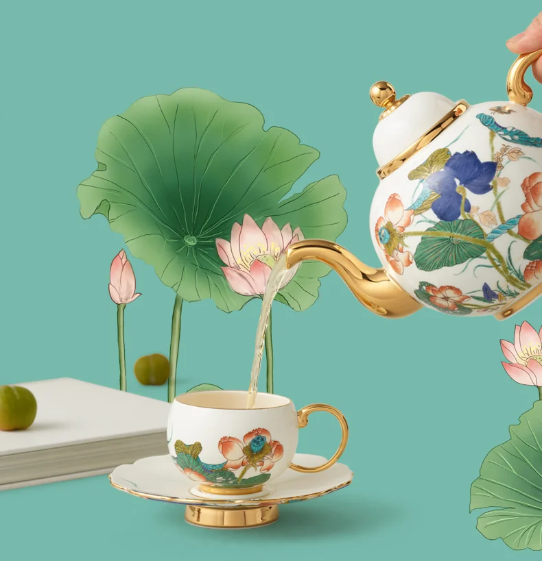 [China Direct Shipping, 5-7days] Auratic Guochen Yongfengyuan Happiness and Harmony 18-head Multi-Purpose Tea Set detail image 13