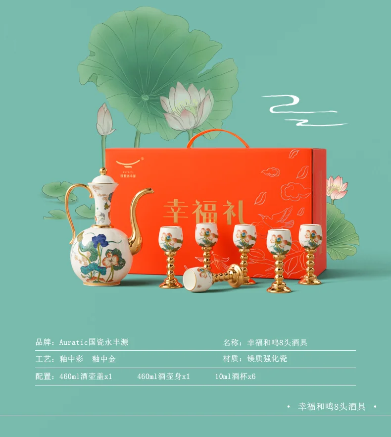 [China Direct Shipping, Time Limit 5-7 Days] Happiness and Harmony 8 Heads Wine Set detail image 3